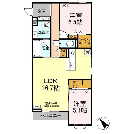 ノヴァーリス恵(2LDK/2階)の間取り写真