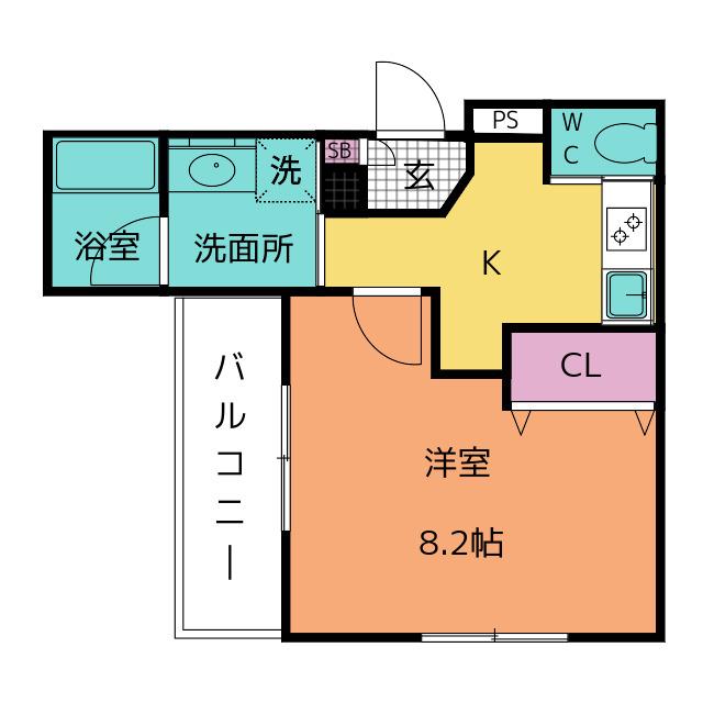 ルソレイユ桜木町(1K/4階)の間取り写真