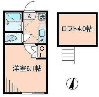 ラ・メール溝の口(1K/2階)の間取り写真