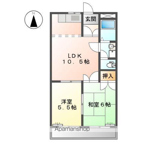 サンパレス(2LDK/3階)の間取り写真