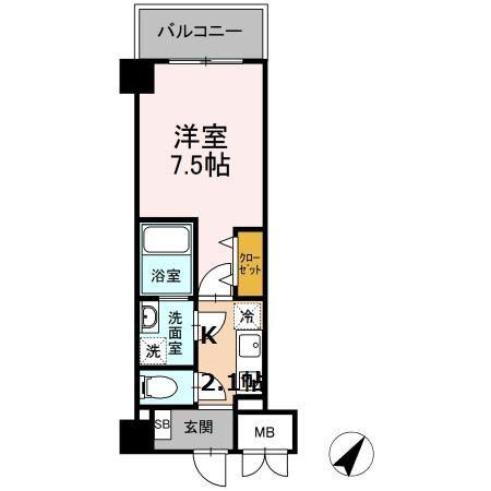TRE LUCE横濱関内(1K/6階)の間取り写真