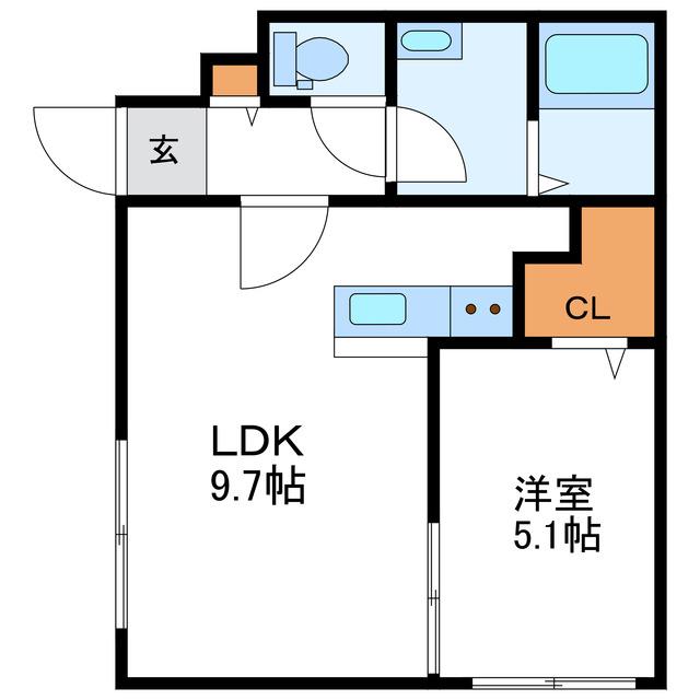J-ECOA北27条 エコア北27条(1LDK/1階)の間取り写真