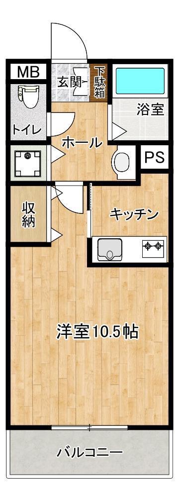 ウイングス七番館(ワンルーム/3階)の間取り写真