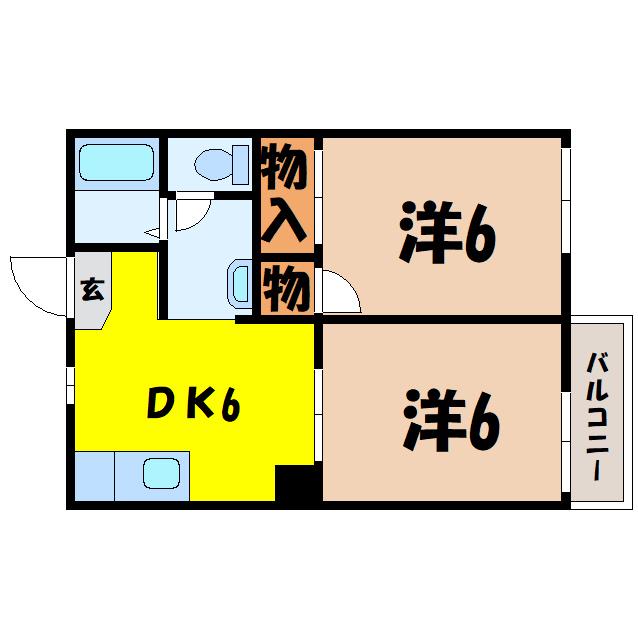 リッチワン(2DK/2階)の間取り写真
