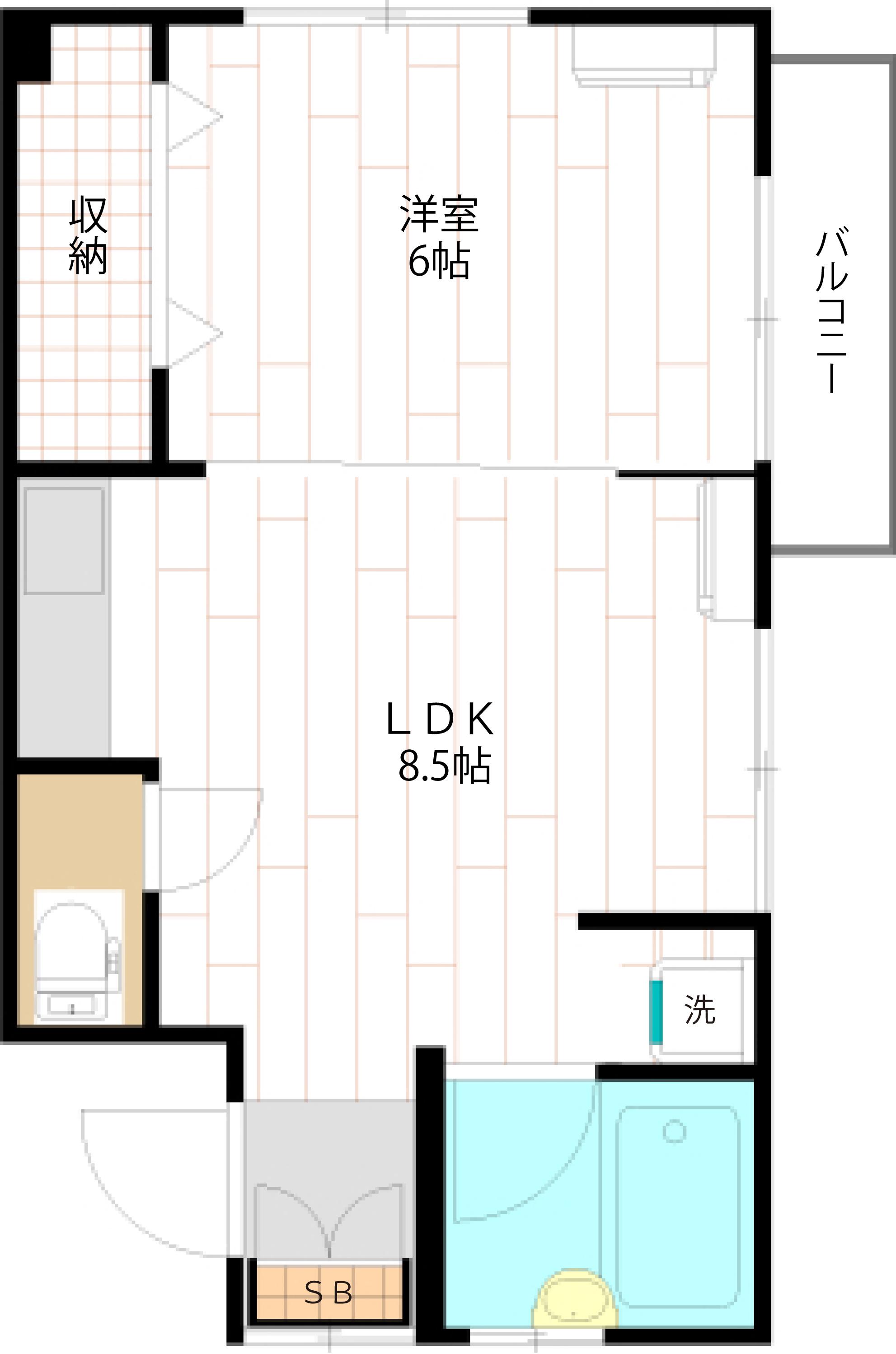 マンション宍戸(1LDK/4階)の間取り写真