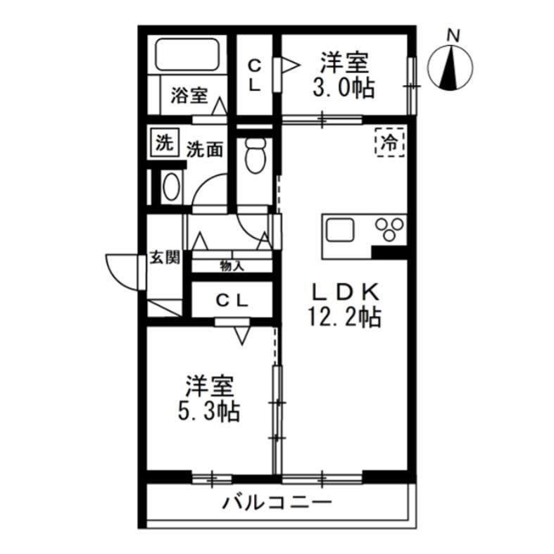 NOBLE RAFFINER 元町(2LDK/1階)の間取り写真