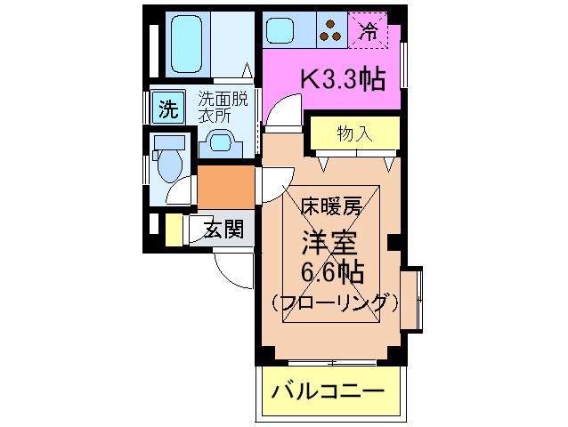 K-COURT神戸(1K/1階)の間取り写真