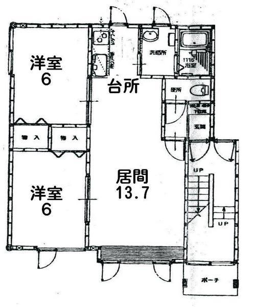 ラ・セゾンII(2LDK/2階)の間取り写真