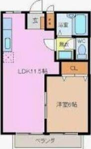 シティハイツエム(1LDK/2階)の間取り写真