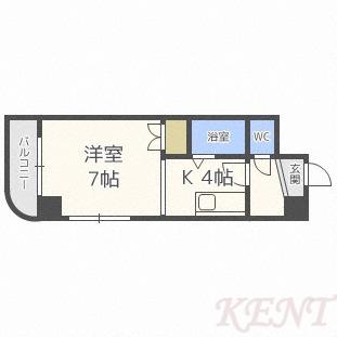 アベニール北円山(1K/5階)の間取り写真