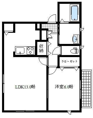 メニーフィールズA棟(1LDK/3階)の間取り写真