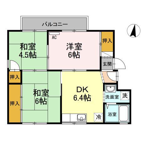 プリメーラ鶴江II(3DK/1階)の間取り写真