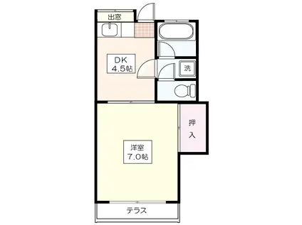 田上ハイツII(1DK/1階)の間取り写真