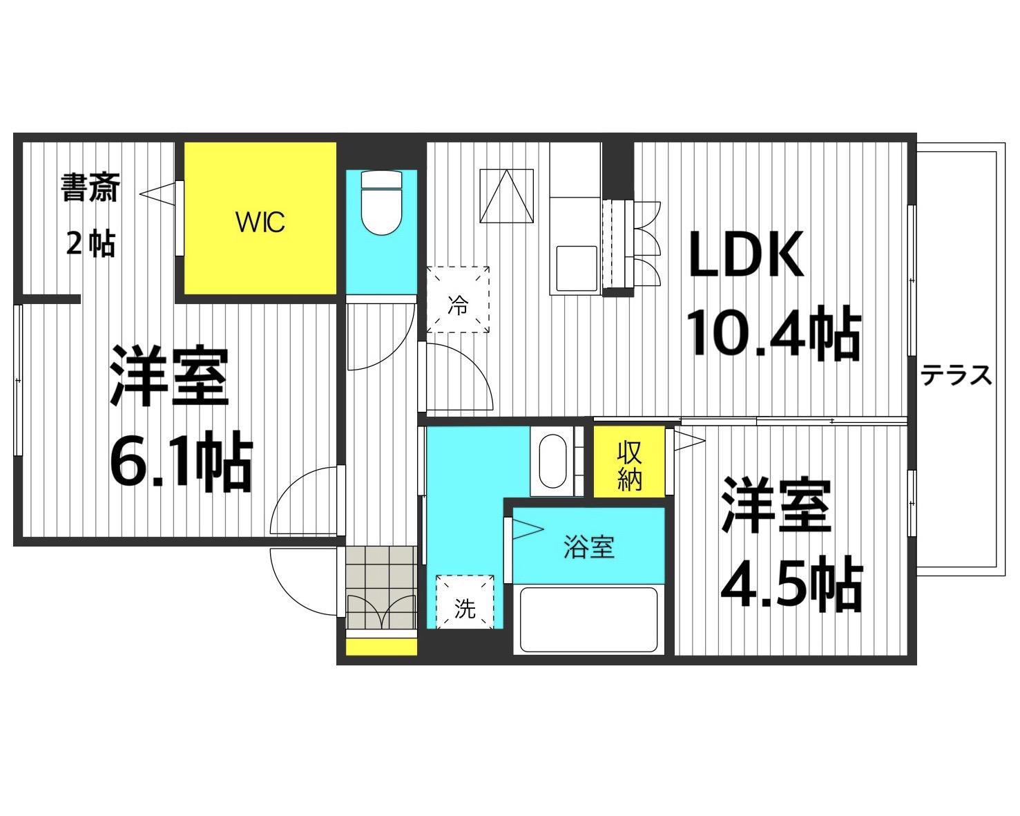 グランドゥール畷(2LDK/1階)の間取り写真