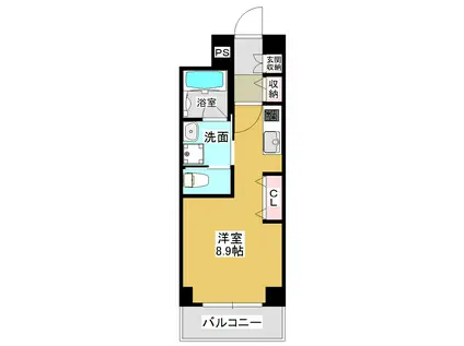 メルヴェーユ東八番丁(ワンルーム/3階)の間取り写真