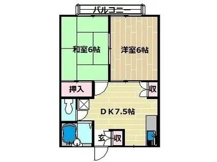 グランディールA棟(2DK/2階)の間取り写真