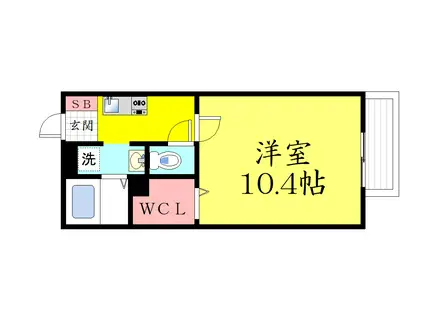 ウエストベルハイム(1K/1階)の間取り写真