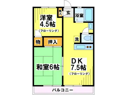ハイツ内藤(2DK/2階)の間取り写真