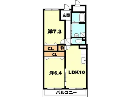 ガーデンパーク(2LDK/2階)の間取り写真