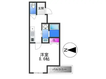 フジパレス弥刀II番館(1K/3階)の間取り写真