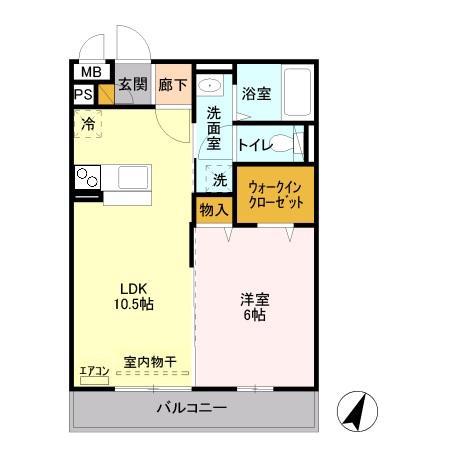 アプリコットガーデンB(1LDK/1階)の間取り写真