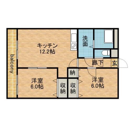 サンパークマンションI(2LDK/1階)の間取り写真