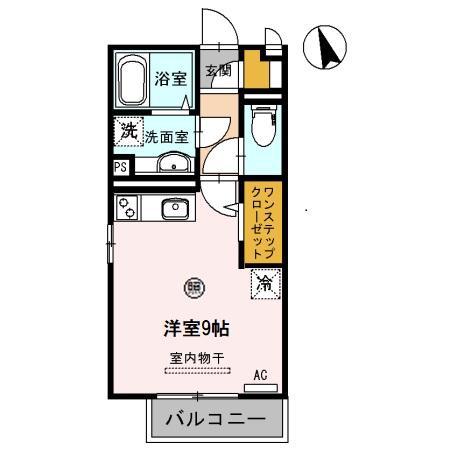 クレール出島(ワンルーム/2階)の間取り写真