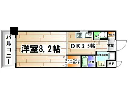 THREE DEER(1K/6階)の間取り写真