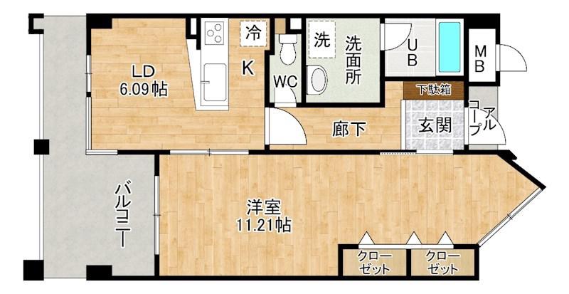 ピュアライフ砂津(1LDK/2階)の間取り写真