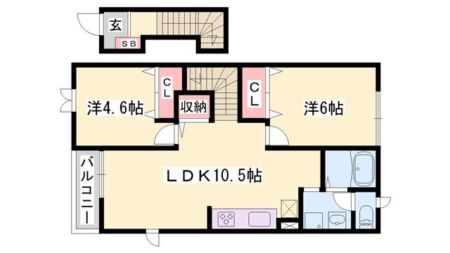 イチサンアベニューA(2LDK/2階)の間取り写真