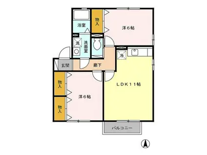 ネクスト・ステージ A(2LDK/2階)の間取り写真