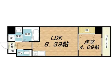 ACT DOORS天六(1LDK/2階)の間取り写真