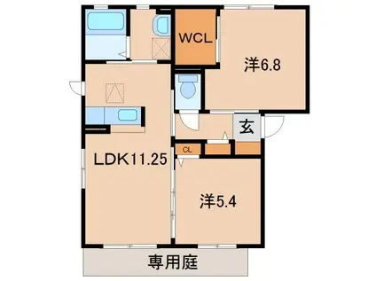 シャーメゾン神前(2LDK/1階)の間取り写真