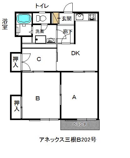 アネックスMINE-B棟(3DK/2階)の間取り写真