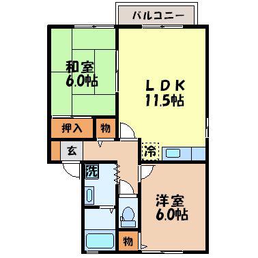 MAPLEB(2LDK/2階)の間取り写真