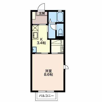 メゾンイリス(1K/1階)の間取り写真