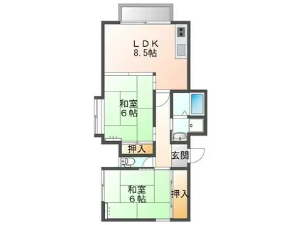 ハイツマツモト(2LDK/1階)の間取り写真
