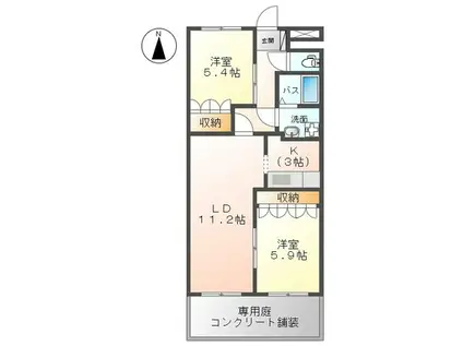 ローズマリーII(2LDK/1階)の間取り写真