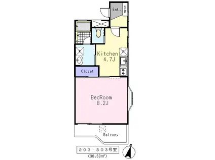 メゾン ボナール(1K/3階)の間取り写真