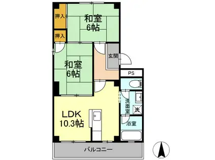 パルコ長和島(2LDK/1階)の間取り写真