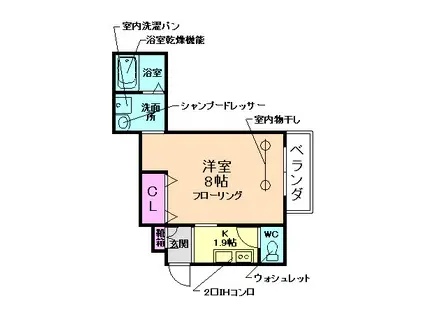 へーベルメゾン井口堂(1K/1階)の間取り写真