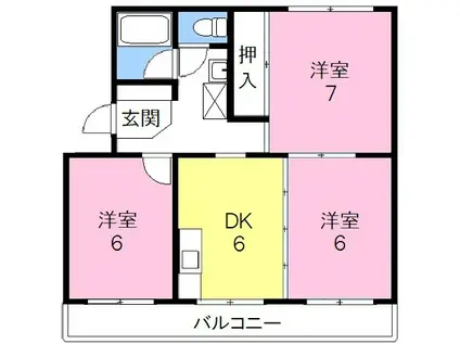 ビクトリーマンション(3DK/3階)の間取り写真