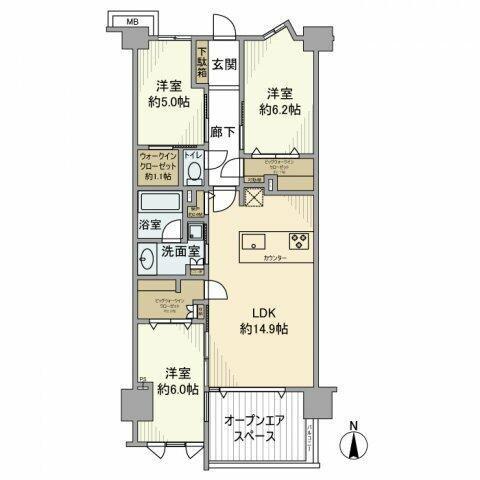 ヴェレーナシティ鎌倉深沢(3LDK/7階)の間取り写真