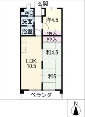 パルテノン(3LDK/9階)の間取り写真