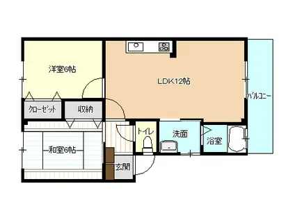 メゾンド・ティアナ(2LDK/2階)の間取り写真