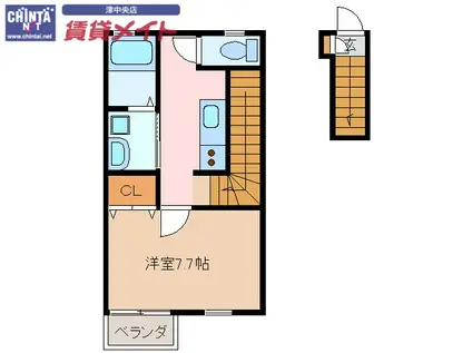 ベルフォーレ新町(1K/2階)の間取り写真