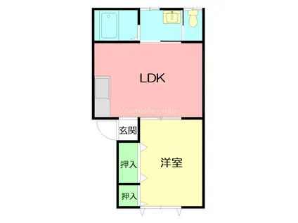 シーサイドクボタI(1LDK/2階)の間取り写真