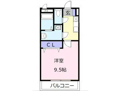 メゾンモンマルトル2(1K/1階)の間取り写真