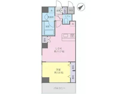 ガーラ神田岩本町(1LDK/14階)の間取り写真