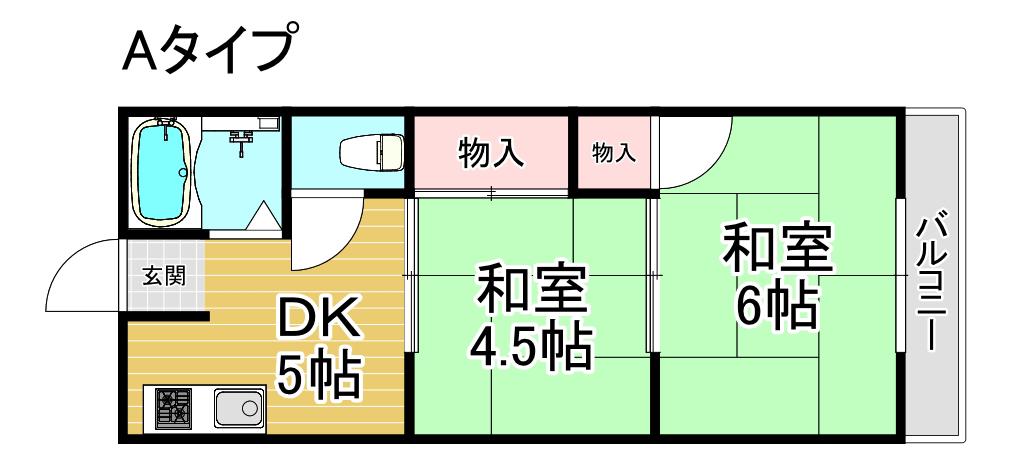 ニューハイムゆたか(2DK/1階)の間取り写真
